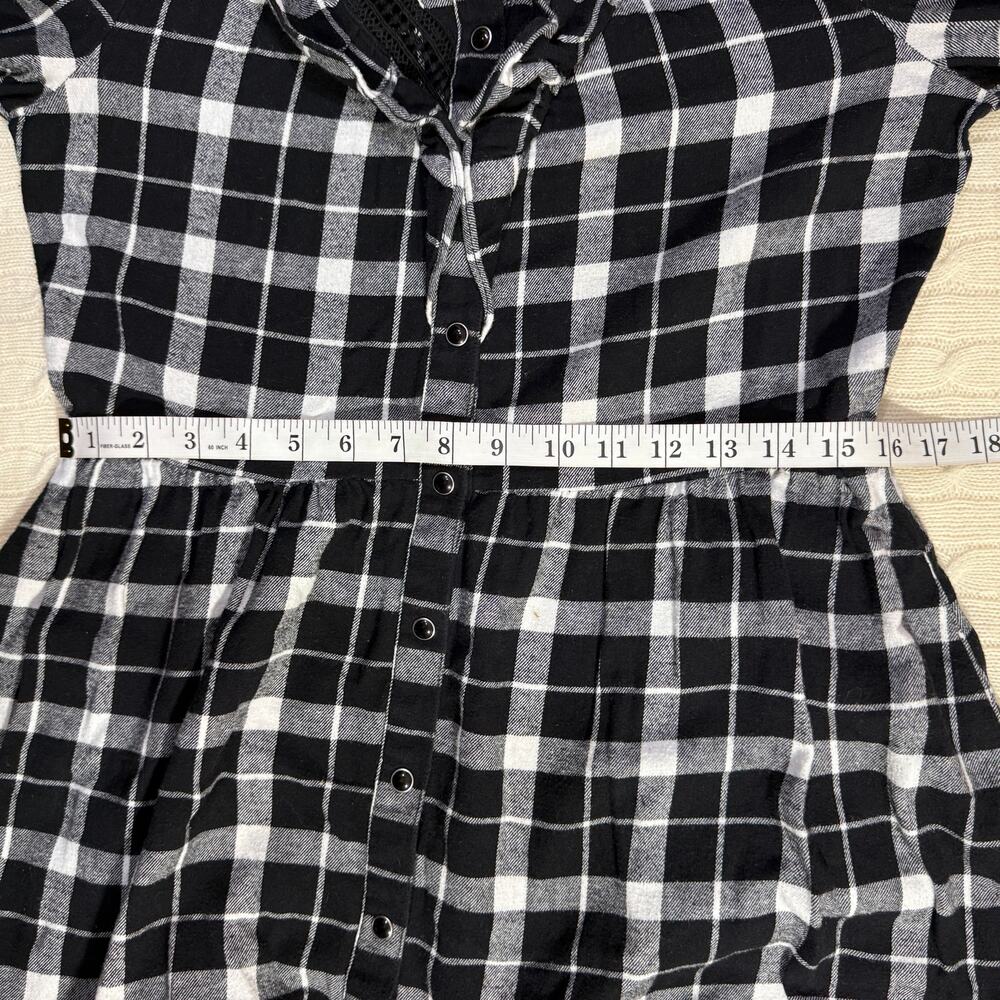 Kate Spade Rustic Buffalo Plaid Pearl Snap Flannel Winter Ruffle Dress S No Belt - Picture 6 of 9